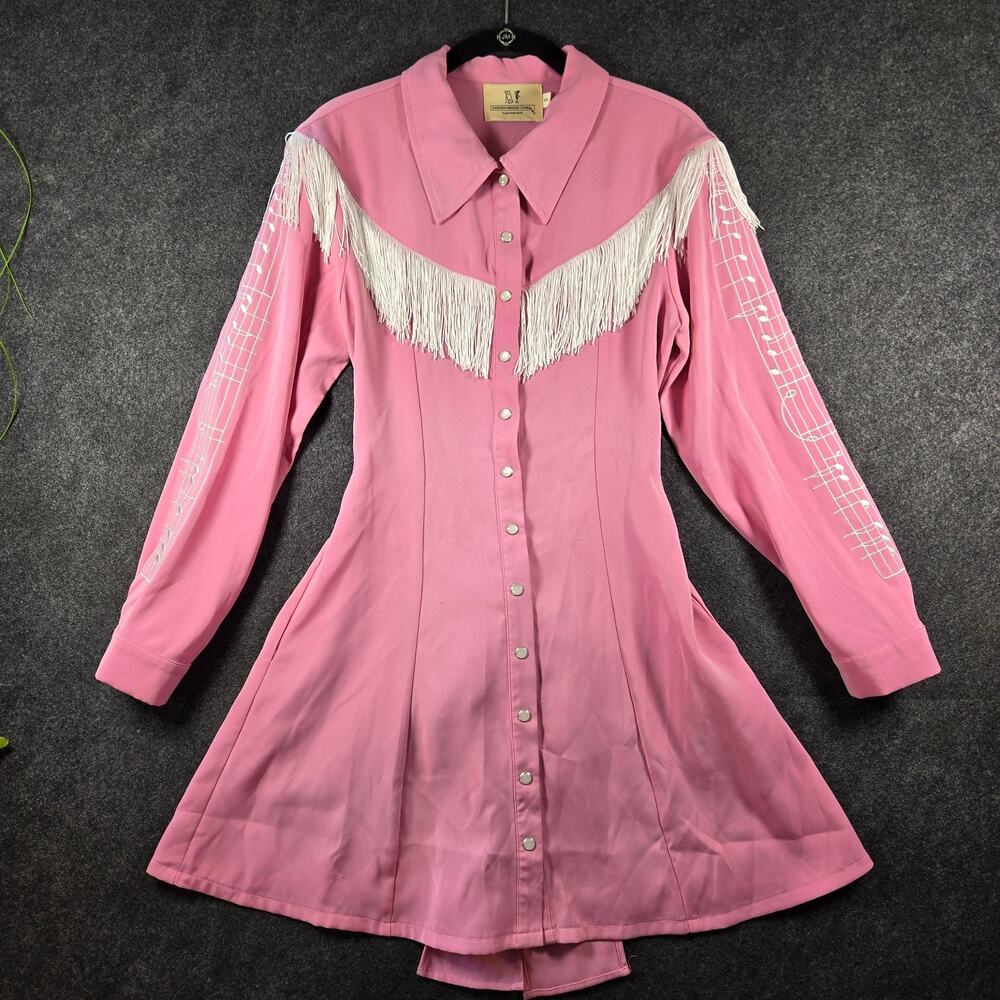 RARE Fashion Brand Company x Trixie Mattel Collab Pink Pockets Fringe Dress NWOT